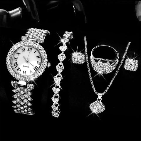 Elegant Women’s Crystal Watch & Jewelry Set