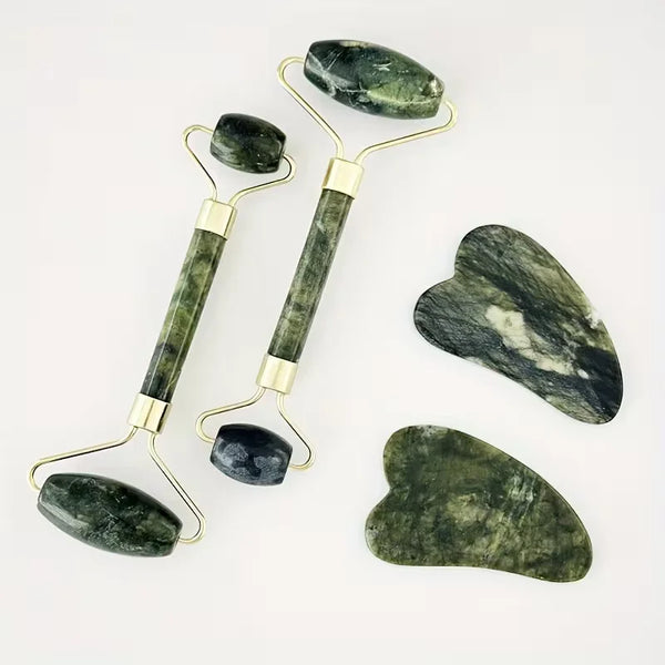 2pcs face massager jade roller scraper is used for lifting face.