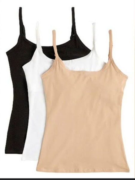 3pcs Women's Tank Tops in Black and Apricot
