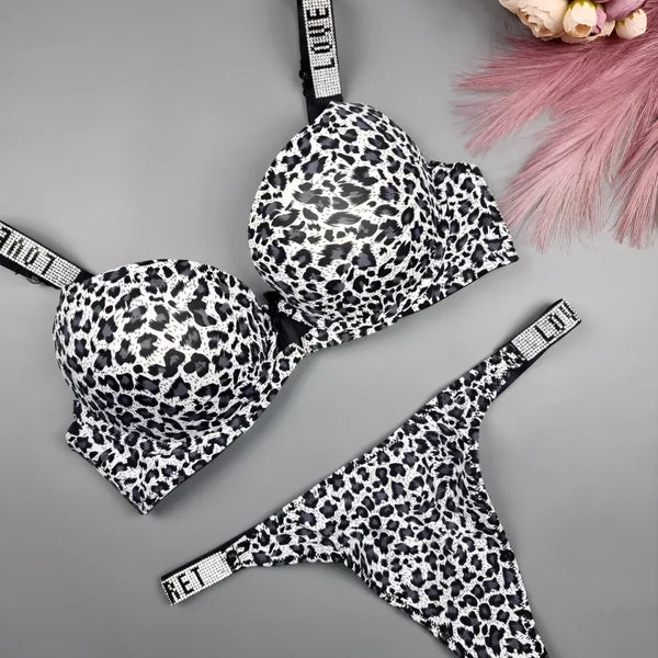 High Quality Cheetah Printed Push Up Bra set for Girls/women