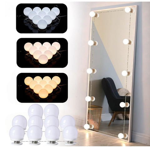 LED Vanity Mirror Lights – 10 Bulbs, 3 Color Modes