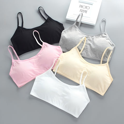Teen Girls Soft & Comfortable Padded Cotton Sports Bra for Girls Solid Color Teenagers Vest Tops Children Clothes Cotton Child Training Bra for kids 8-12years