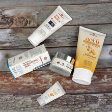 ESSENSI Hyaluronic Acid Serum, Gold Face Wash, Sunblock SPF 60, and Saffron Shine Beauty Cream and Small Vitamin C Face Wash for deep hydration and glow