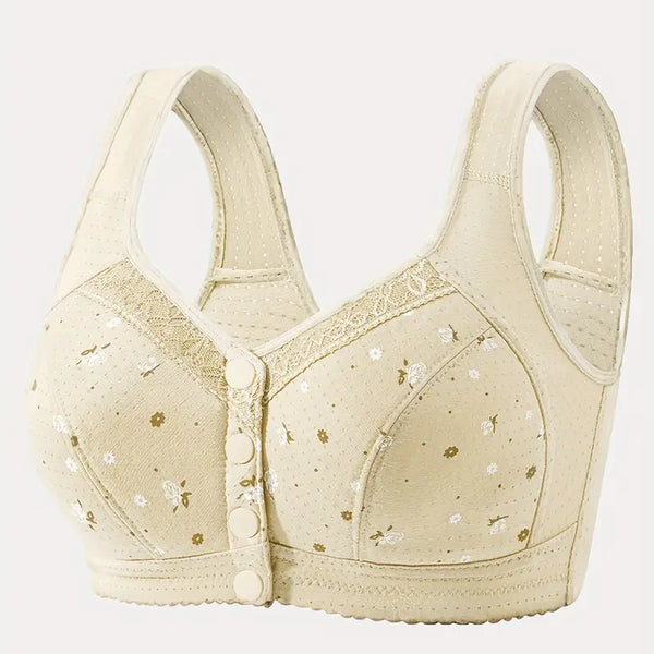 Seamless Front-Button Breathable Hole Bra for Women, Wire-Free.