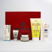 Essensi Acne Serum, Lemon Face Wash, Sunblock SPF 60, Saffron Shine Beauty Cream and Small Charcoal Face Wash for clearer, healthier skin