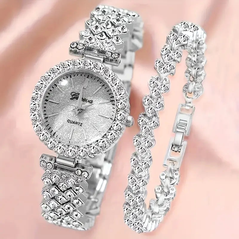 2psc Women's Fashion Gorgeous Quartz Watch, Daily Life Wear, Display Precision, Wear Comfort, The Choice Of Gifts