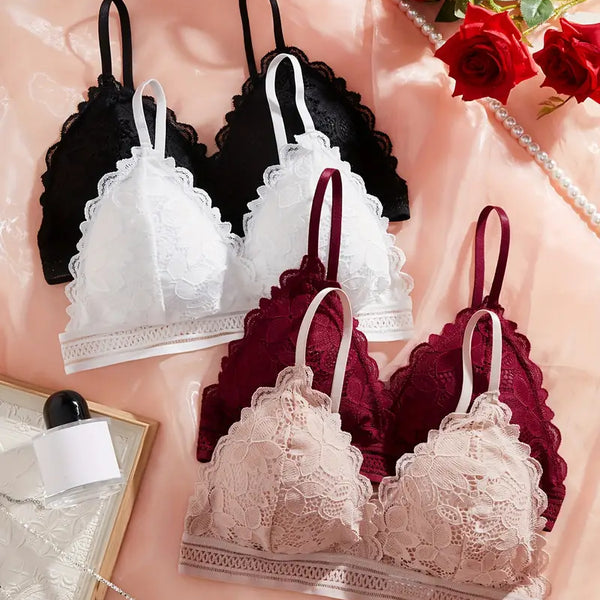 4-pack Sexy Lace Push-up Bra Without Steel Ring, Bra with Chest Pad, Beautiful Back, Comfortable