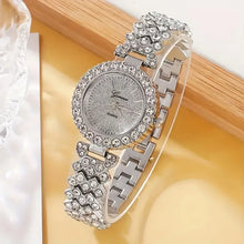 Silver Crystal Watch & Bracelet Set for Women