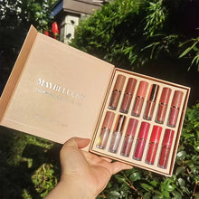 12pcs/Set Book Style Velvet Matte Liquid Lipstick Long-Lasting