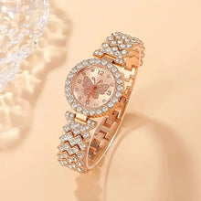 Rose Gold Crystal Butterfly Watch & Bracelet Set for Women