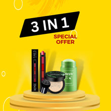 SUNISA Makeup Foundation With 5in1 Matte Lipstick And Green Mask Stick (Pack Of 3)