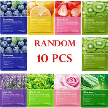 10pcs Fruit facial mask, suitable for facial moisturizing, moisturizing