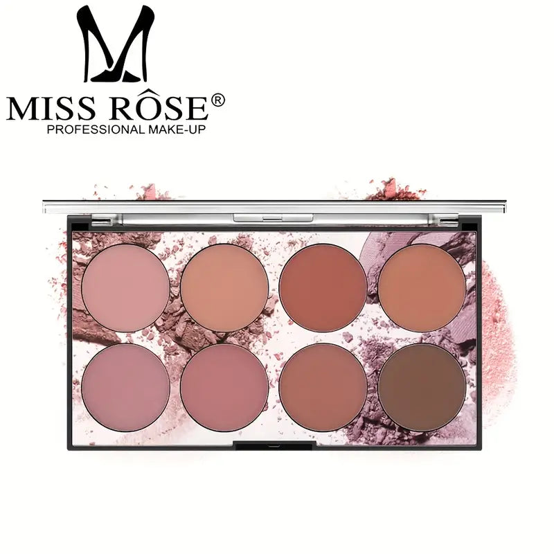 MISS ROSE M 8-Color Blush & Eyeshadow Palette - High Quality, Sweatproof, Buildable Matte Finish with Light Nude & Berry Tones, Silky Powder Texture for Natural Radiant Cheeks & Everyday Makeup, Blush Powder for Cheeks
