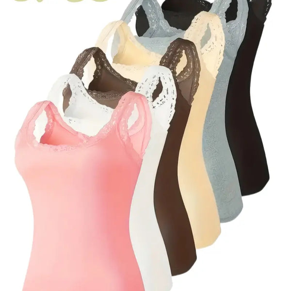 6pcs Contrast Lace Bralette Set - Autumn New Arrival, Casual Fashionable Color Block Women's Top, Versatile Outerwear with Comfortable Stretch, Wardrobe Essential for All Seasons, Includes Bras and Panties