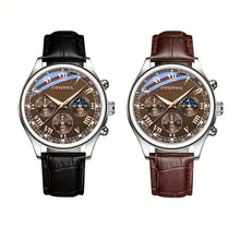 Men's Fashion Casual Black & Brown Quartz Watch Set