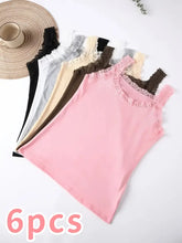 6pcs Contrast Lace Bralette Set Includes Bras and Panties